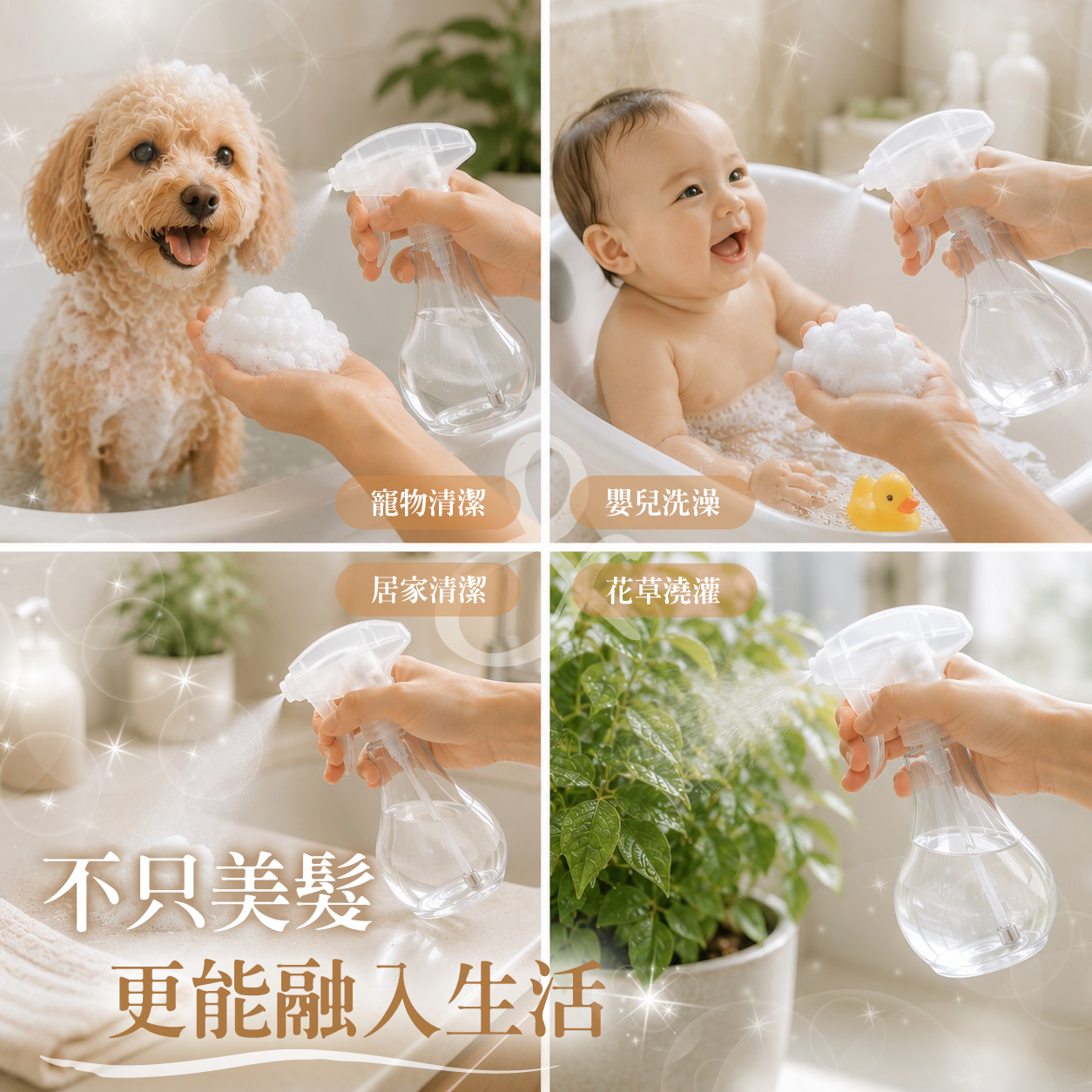 FLORA 250ml 新一代泡沫噴瓶｜360°噴灑｜居家清潔、美髮、寵物多用途